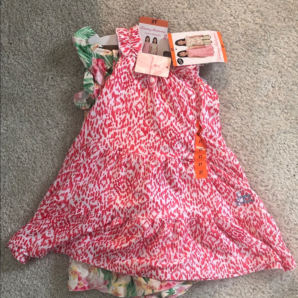 Tommy Bahama Pink and White Patterned Girls' Casual Dress 2-pack